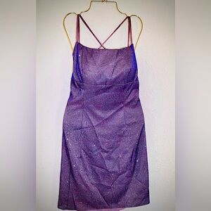 NWT Berlinnova Glitter Spaghetti Strap Lace Up Tight Homecoming Dress